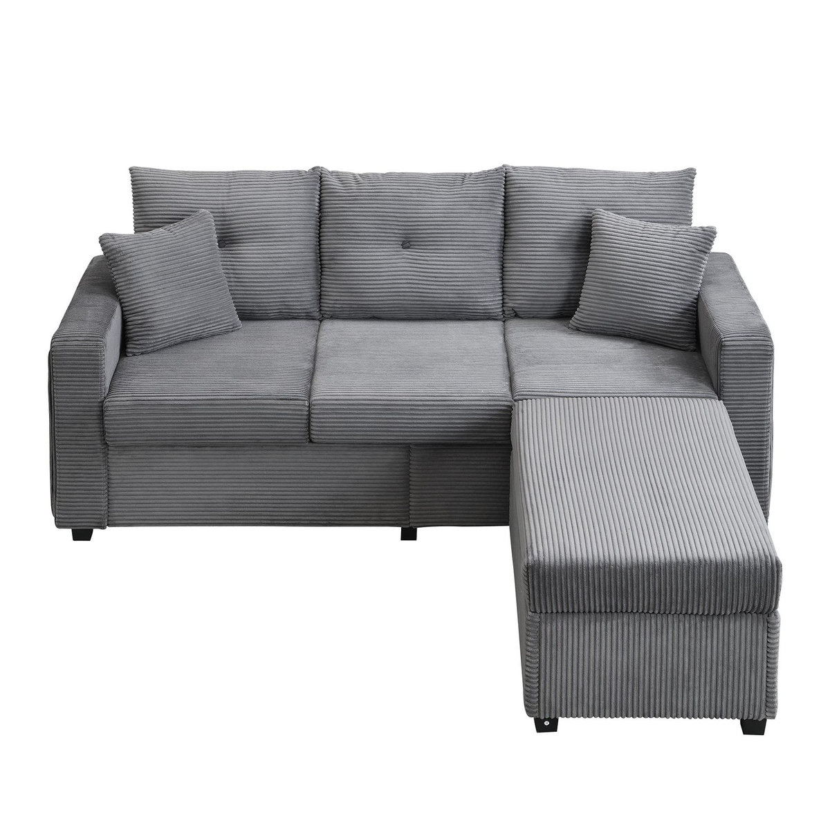 MERAX Canapé d‘angle réversible fixe 3 places tissu led