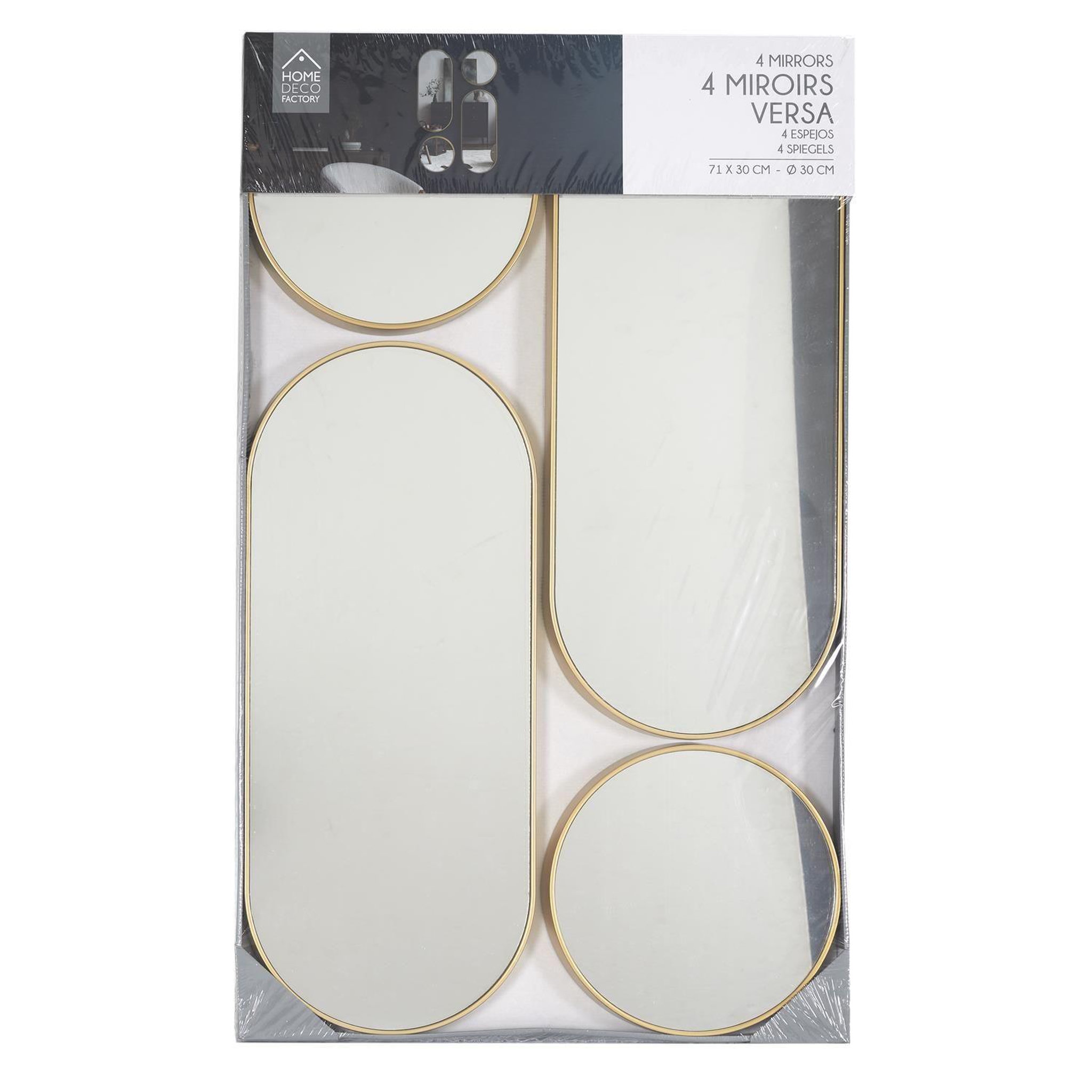 Voir la diapositive 3 : The Home Deco Factory Lot de 4 miroirs ronds et ovales - doré