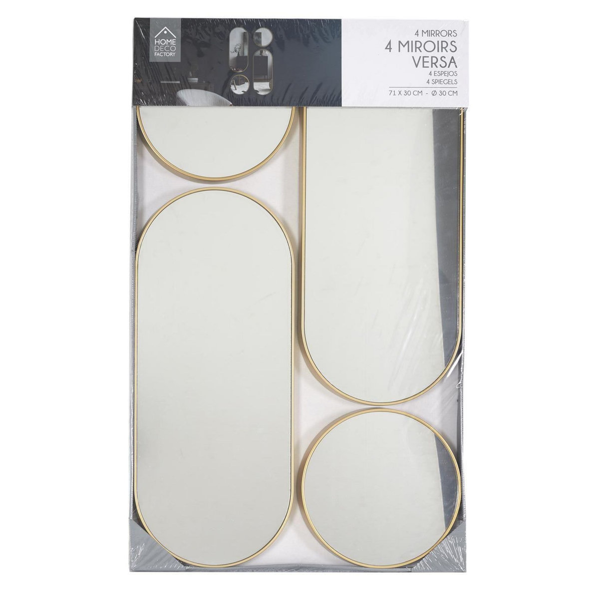 The Home Deco Factory Lot de 4 miroirs ronds et ovales - Doré