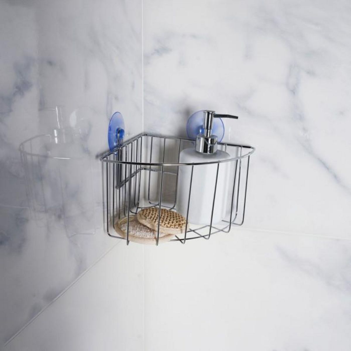 Paris Prix Panier de Douche Angle Ventouse  Filaire Basic  19cm Chrome