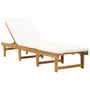 Voir la diapositive 1 : VIDAXL Chaise longue pliable coussin Bois massif d'acacia Blanc creme