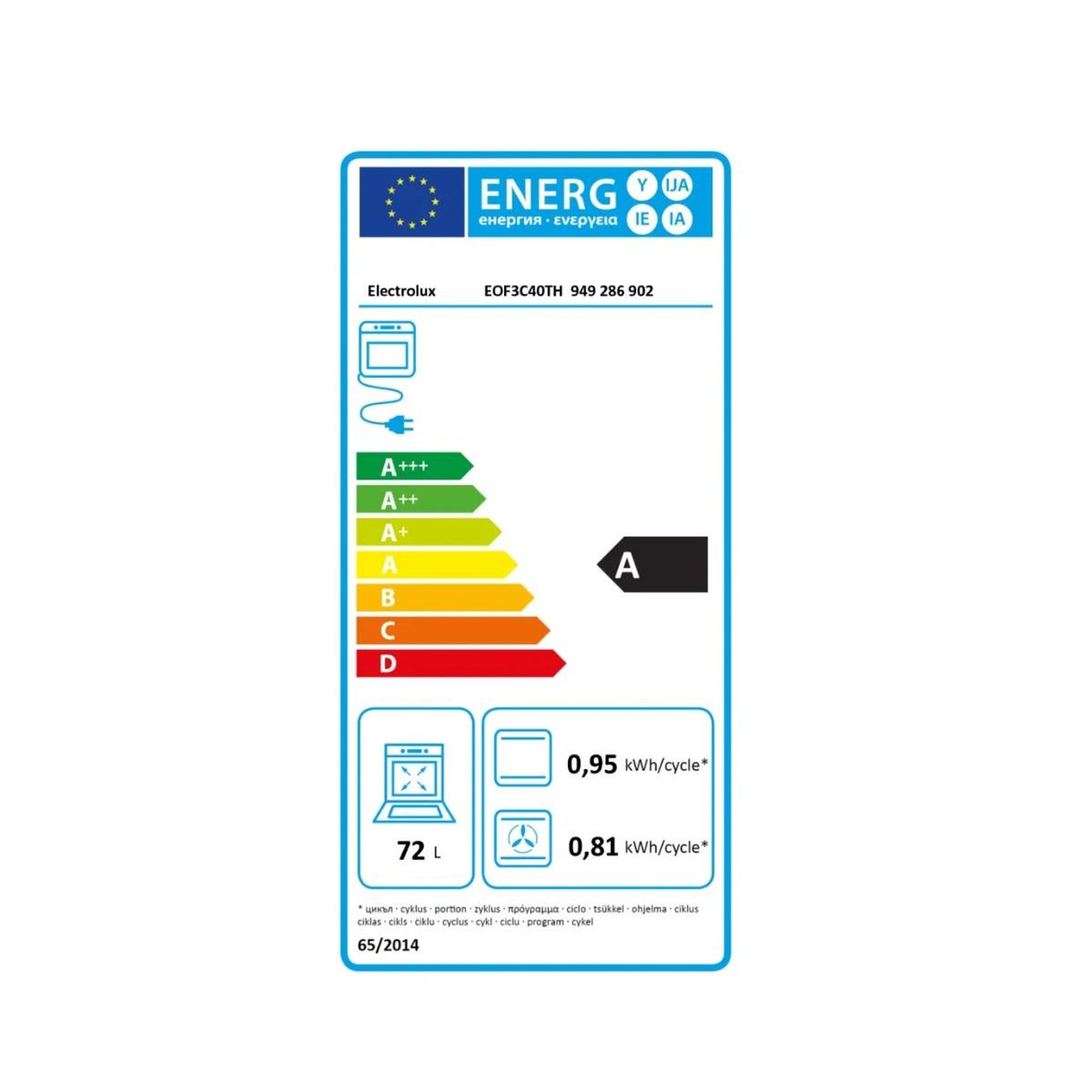 Voir la diapositive 2 : ELECTROLUX Four intégrable multifonction 72l 60cm catalyse noir - eof3c40th1