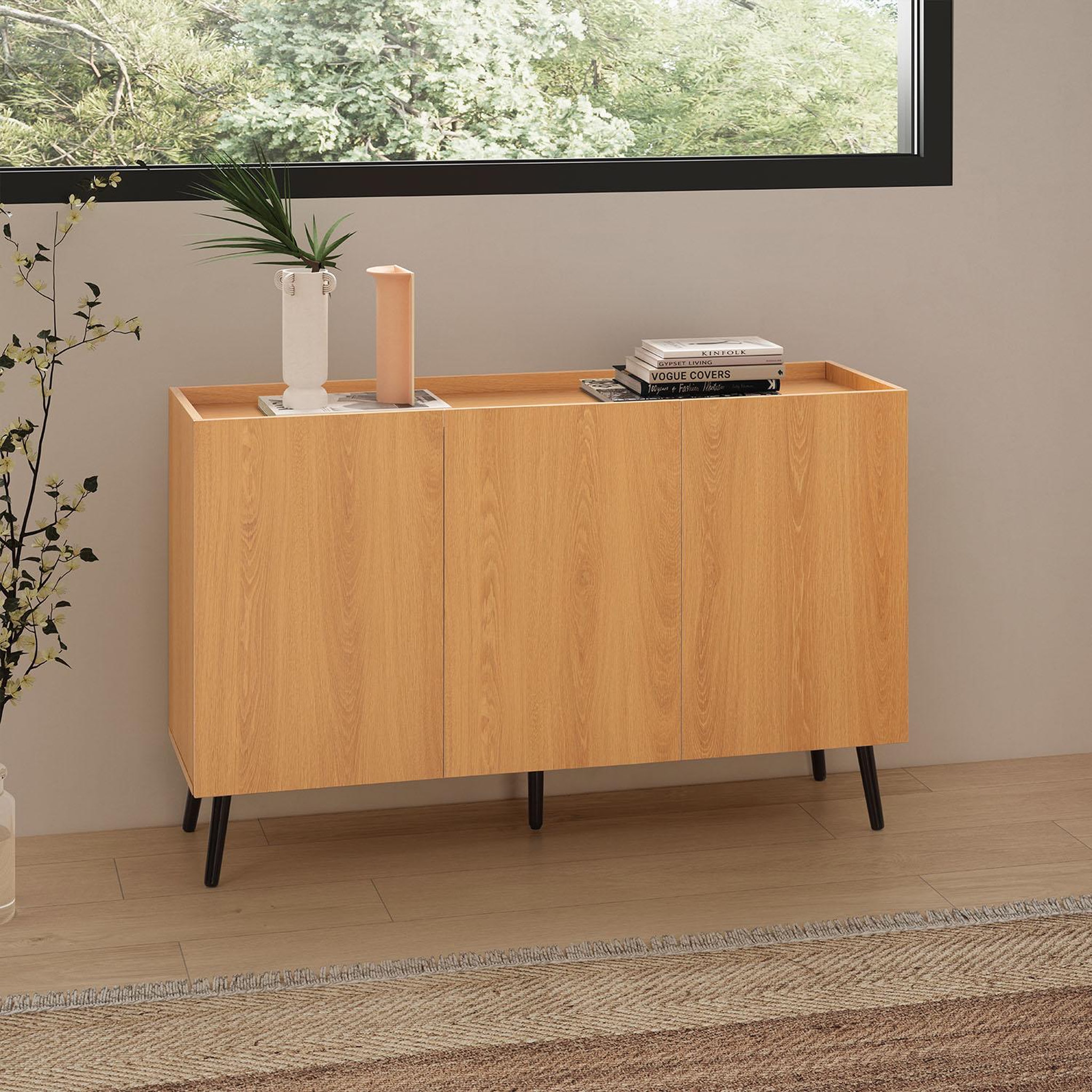 Voir la diapositive 2 : VS VENTA-STOCK Buffet Siren 3 portes Couleur Chêne