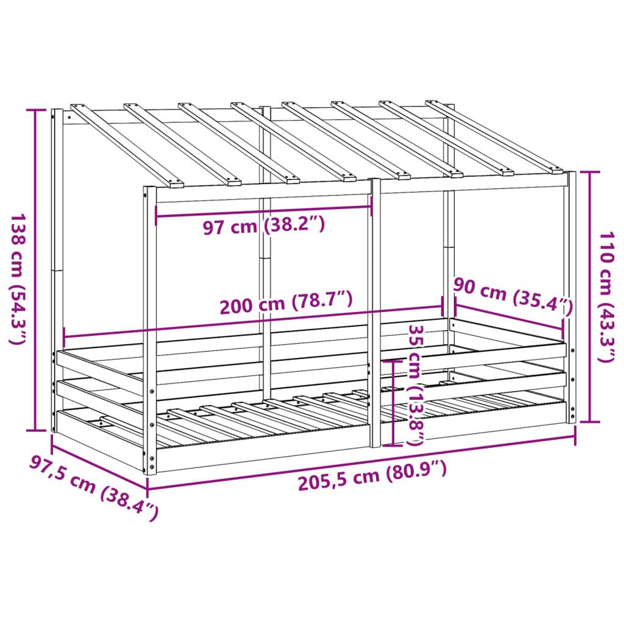Voir la diapositive 6 : VIDAXL Lit pour enfants sans matelas 90x200 cm bois pin massif