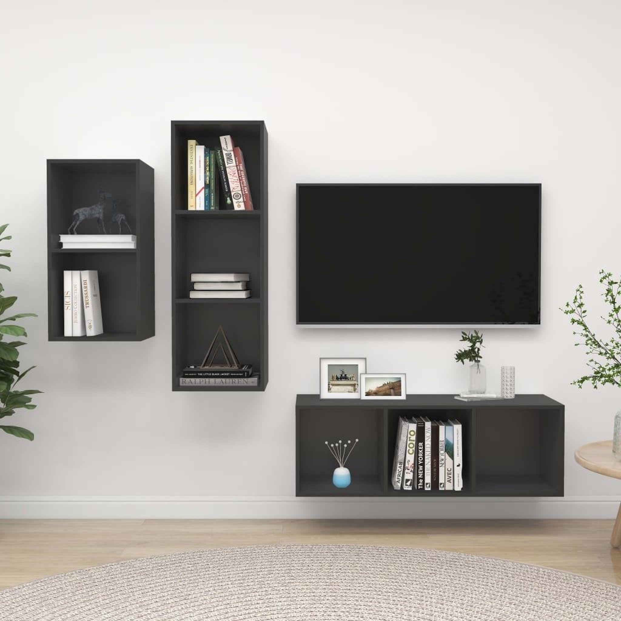Voir la diapositive 1 : VIDAXL Ensemble de meubles TV 3 pcs Gris Bois d'ingenierie