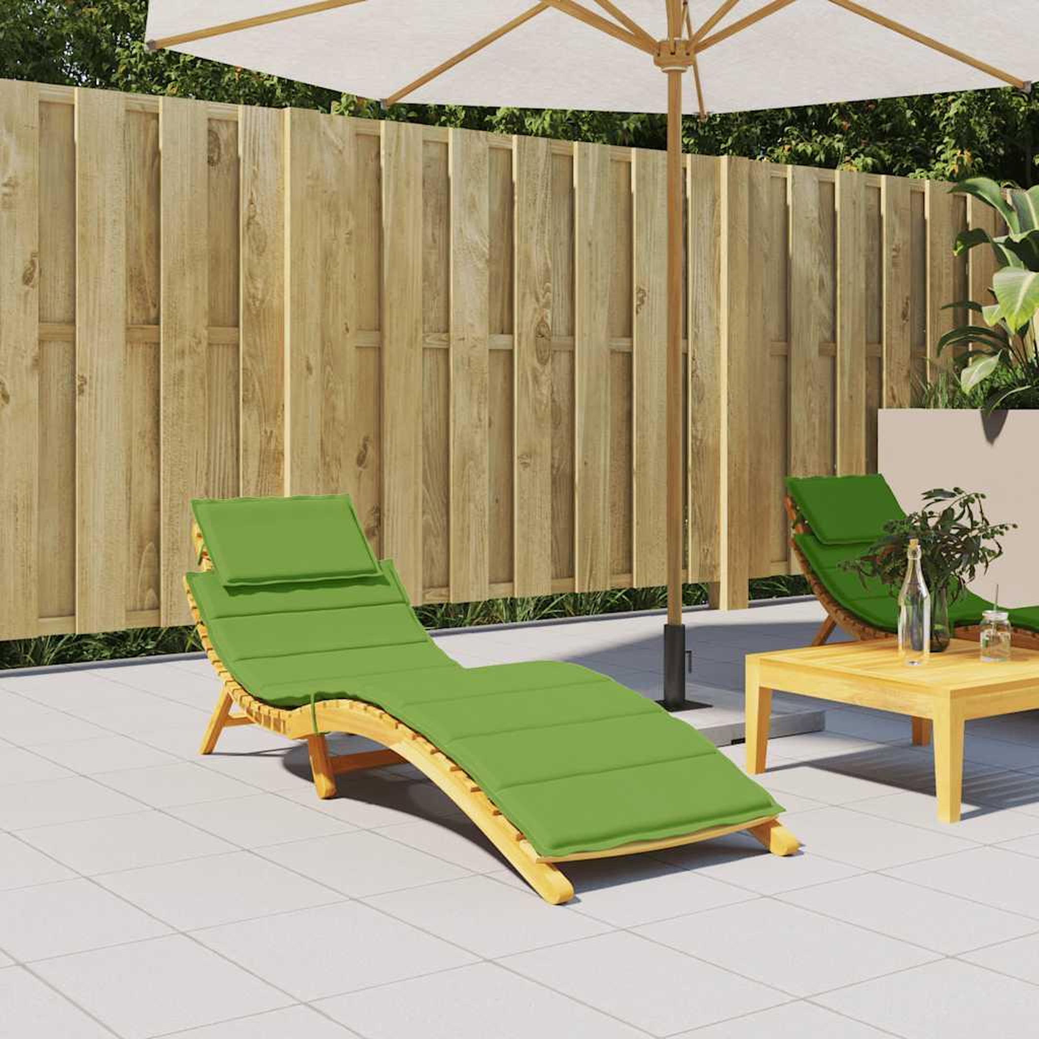Voir la diapositive 3 : VIDAXL Coussin de chaise longue vert melange 186x58x3 cm tissu