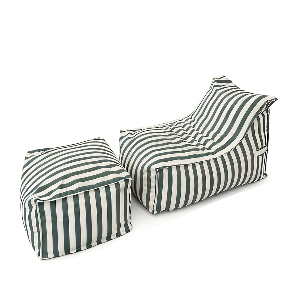 CONCEPT USINE Ensemble de poufs d'extérieur rayés vert déperlant POSITANO