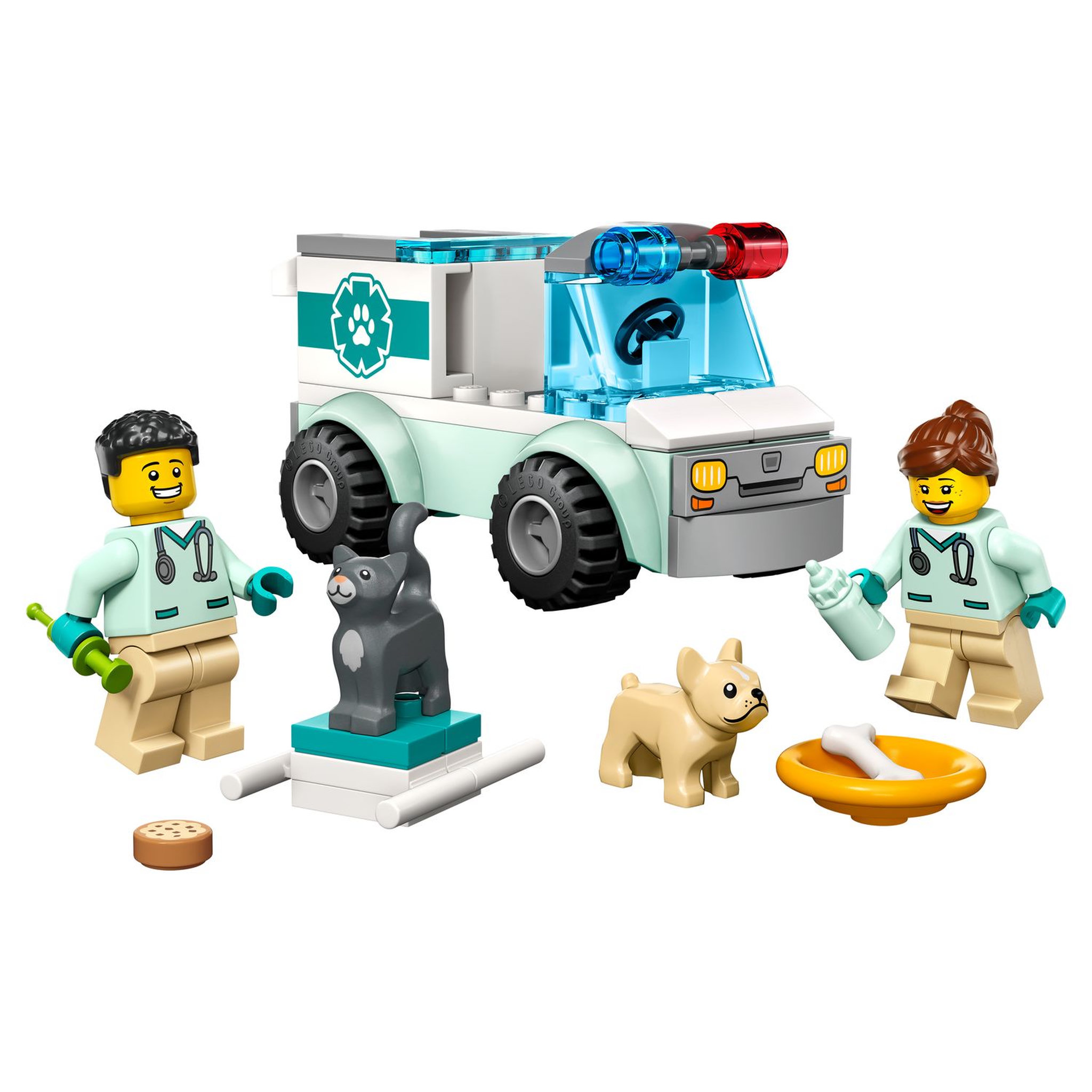 Voir la diapositive 3 : LEGO City 60382 L'intervention du véhicule vétérinaire,  Jouet Ambulance pour Animaux, avec 2 Minifigurines et Figurines Chat et Chien, Enfants 4 Ans