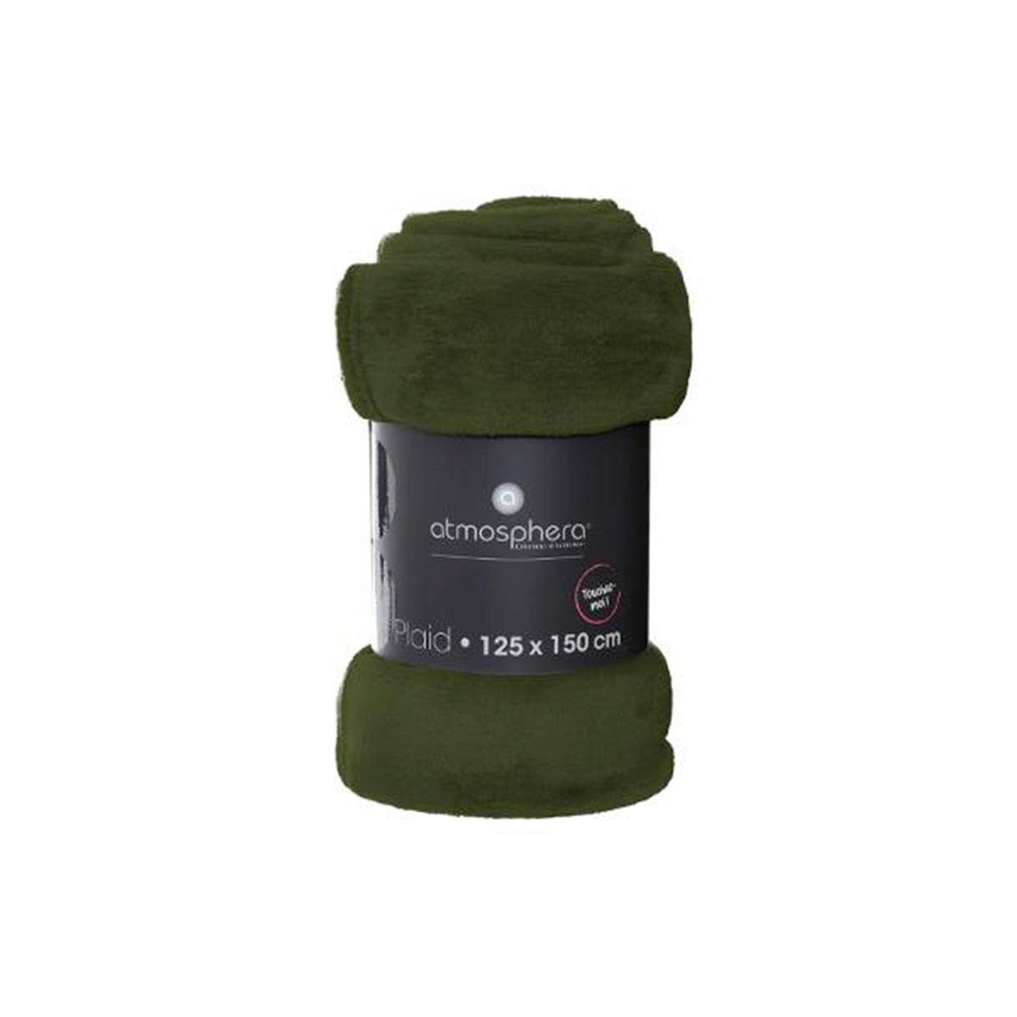 Voir la diapositive 4 : ATMOSPHERA Plaid doux uni  flanel  125x150cm vert kaki
