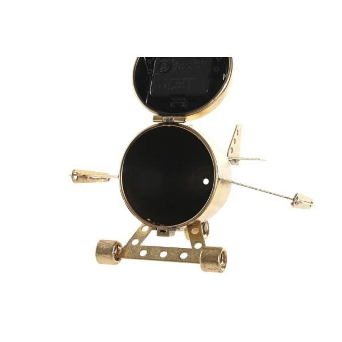 AAAAA Horloge de table DKD Home Decor 23 x 16 x 13 cm Avion Verre Argenté Doré Fer (2 Unités)