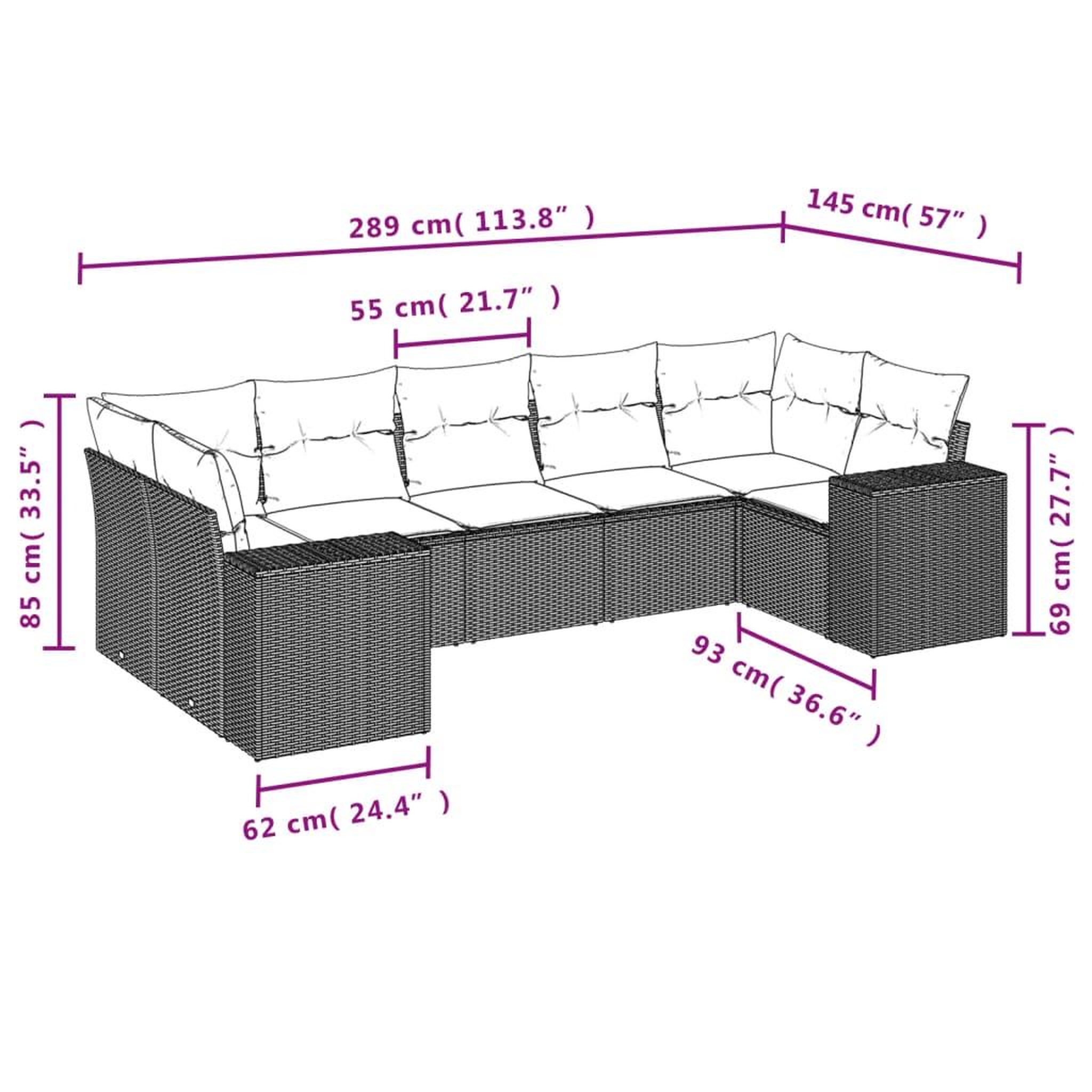 Voir la diapositive 6 : VIDAXL Salon de jardin avec coussins 7 pcs beige resine tressee