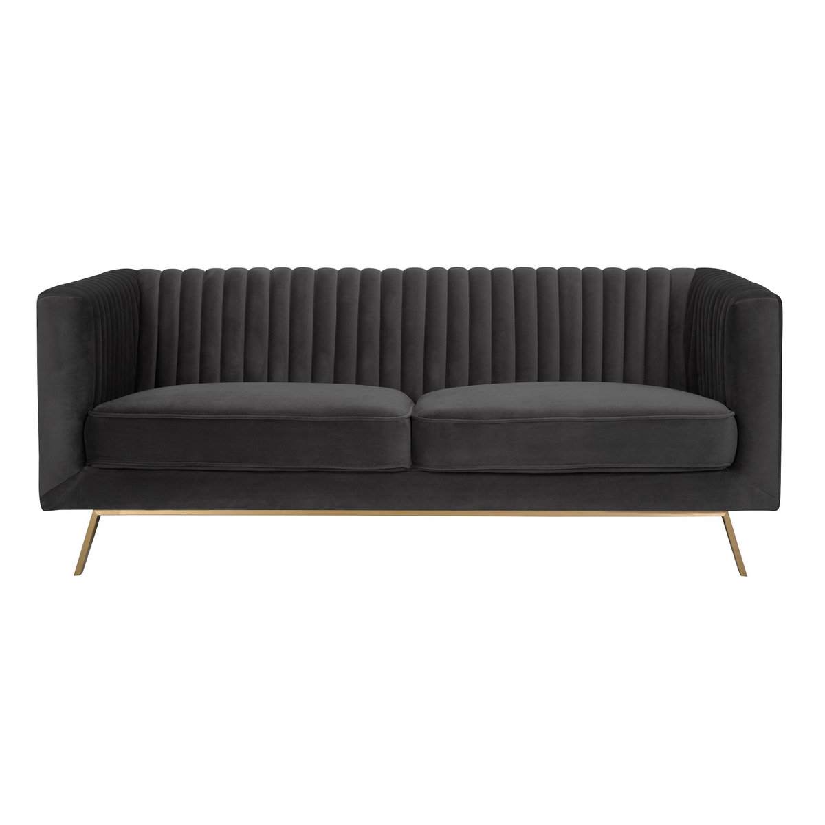 Rendez vous déco Canapé 2 places en velours gris-Gatsby
