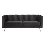 Rendez vous déco Canapé 2 places en velours gris-Gatsby