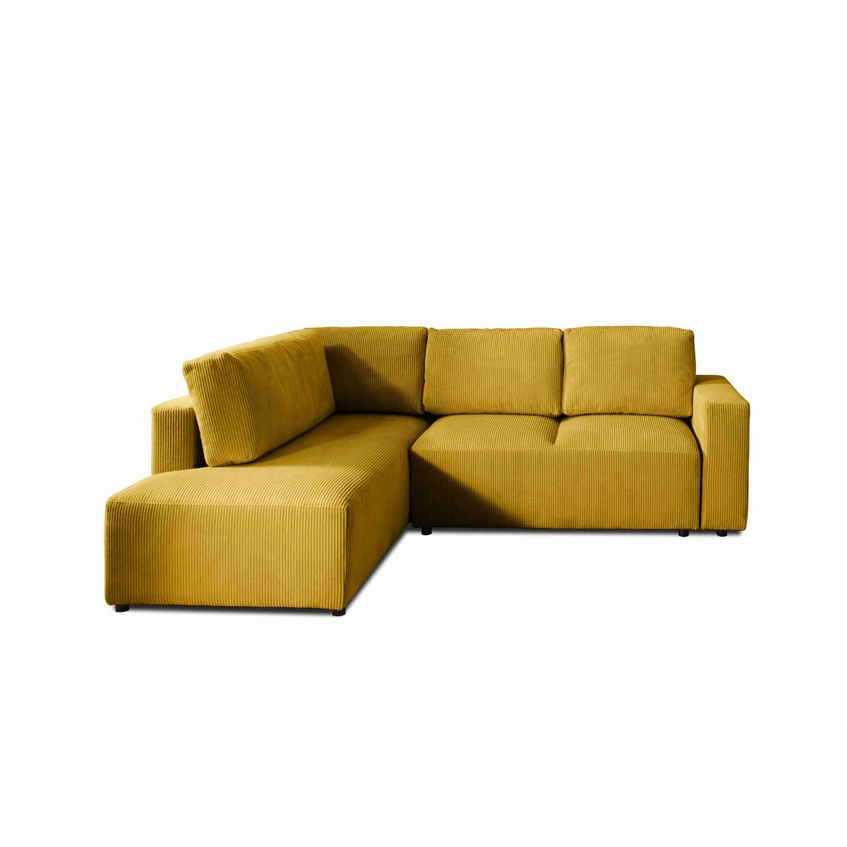 LISA DESIGN Livy - canapé d'angle convertible - avec coffre - en velours côtelé - 5 places - gauche