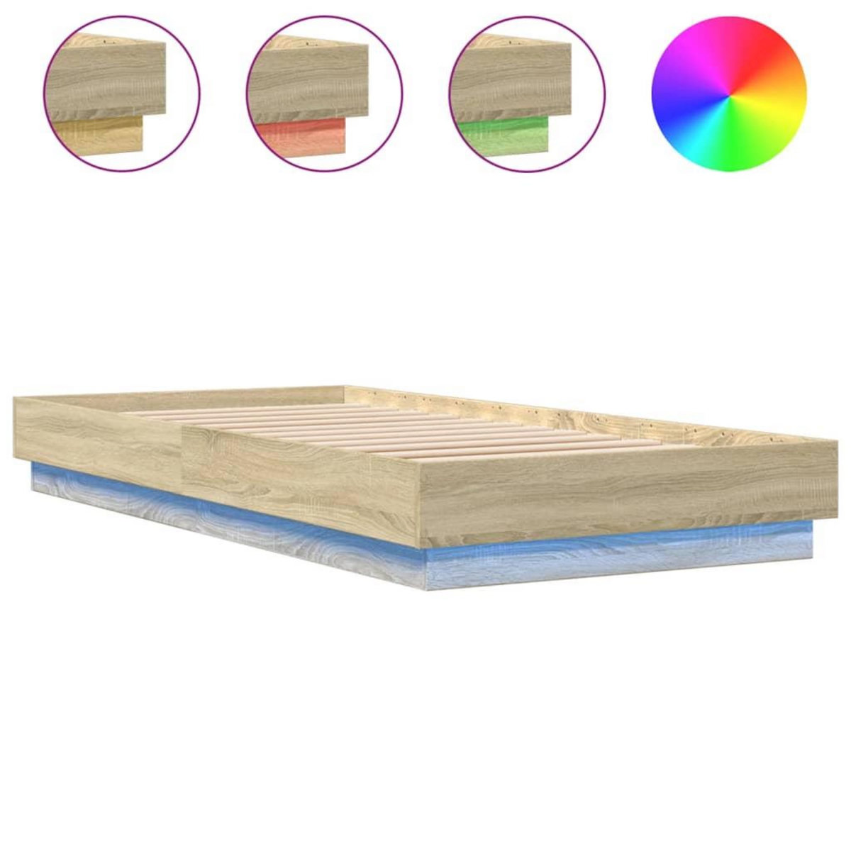VIDAXL Cadre de lit sans matelas avec lumieres LED 90x200 cm