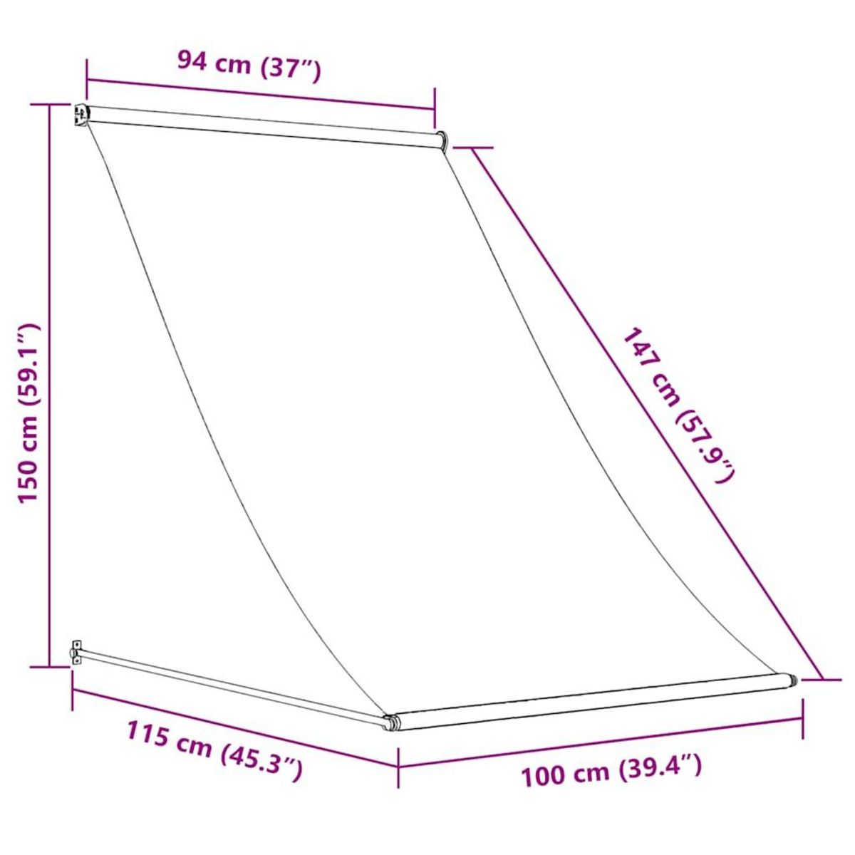 VIDAXL Auvent retractable 100x150 cm Creme