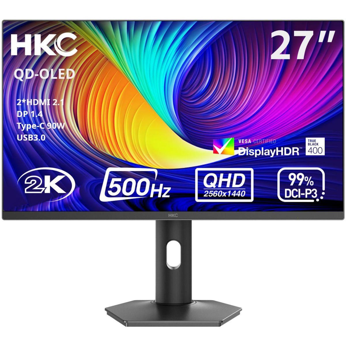 HKC Ecran PC Gamer GS27QHS 27  QHD 500Hz OLED HDR 400 USB-C 90W