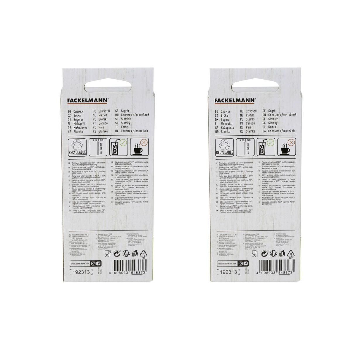 Fackelmann Lot de 2 boites de 50 pailles en papier rigide brun 15 cm Fackelmann Nature