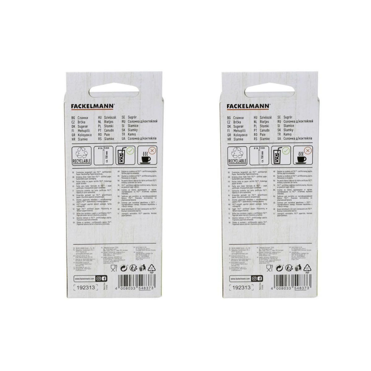 Fackelmann Lot de 2 boites de 50 pailles en papier rigide brun 15 cm Fackelmann Nature