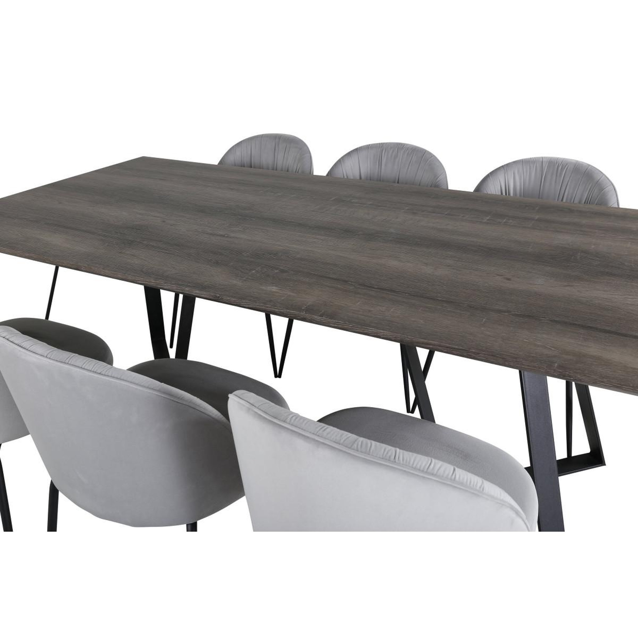 Voir la diapositive 4 : Paris Prix Ensemble table à manger & 6 chaises  marina & wrinkles  180cm naturel & gris