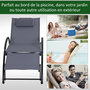 Voir la diapositive 6 : OUTSUNNY Bain de soleil transat design contemporain inclinable multi-positions repose-pied réglable tétière incluse alu textilène gris