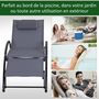 Voir la diapositive 6 : OUTSUNNY Bain de soleil transat design contemporain inclinable multi-positions repose-pied réglable tétière incluse alu textilène gris