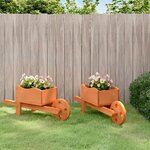 VIDAXL Jardinieres brouette 2 pcs 47x15x19 cm bois de sapin massif