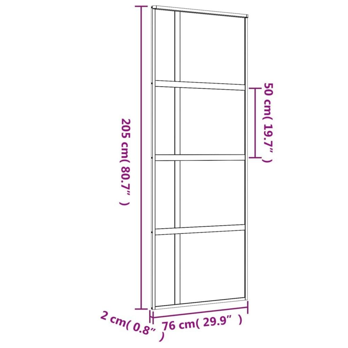 VIDAXL Porte coulissante dore 76x205 cm verre ESG clair et aluminium