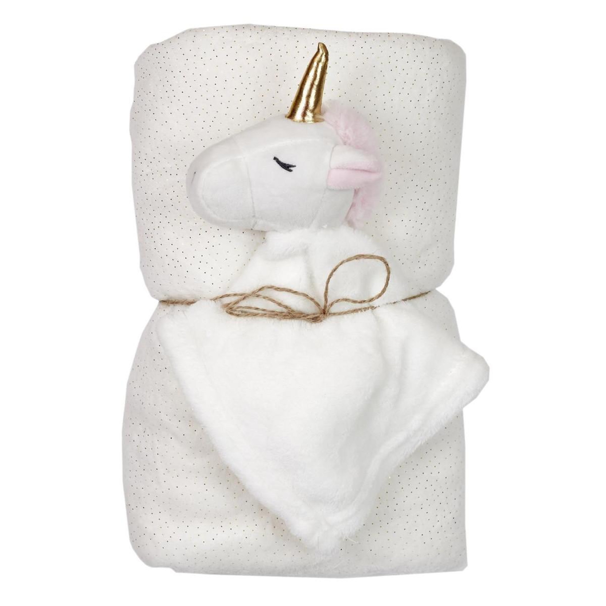 Voir la diapositive 2 : Tom & Zoé Peluche & plaid bébé  licorne  75x100cm blanc