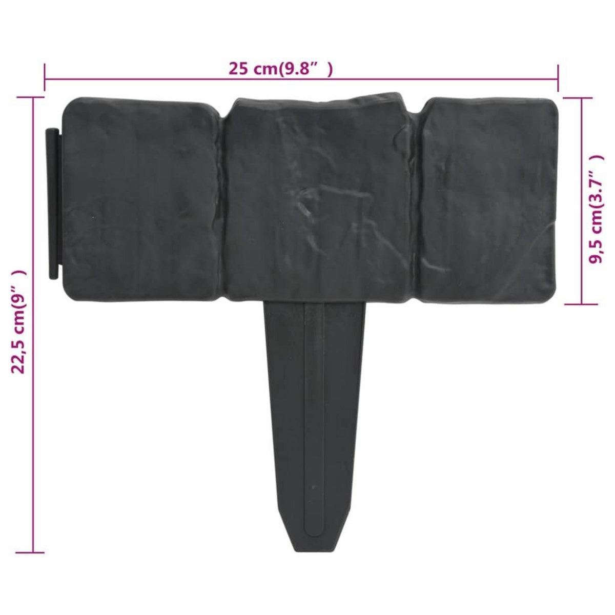 VIDAXL Cloture de jardin/pelouse plastique aspect de pierre 41 pcs 10m