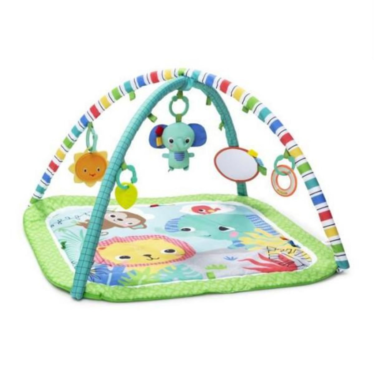 Bright Starts BRIGHT STARTS Tapis de sol éveil bébé évolutif pliable- Jungle Vert- arche avec jouets sensoriels et musicaux, miroir