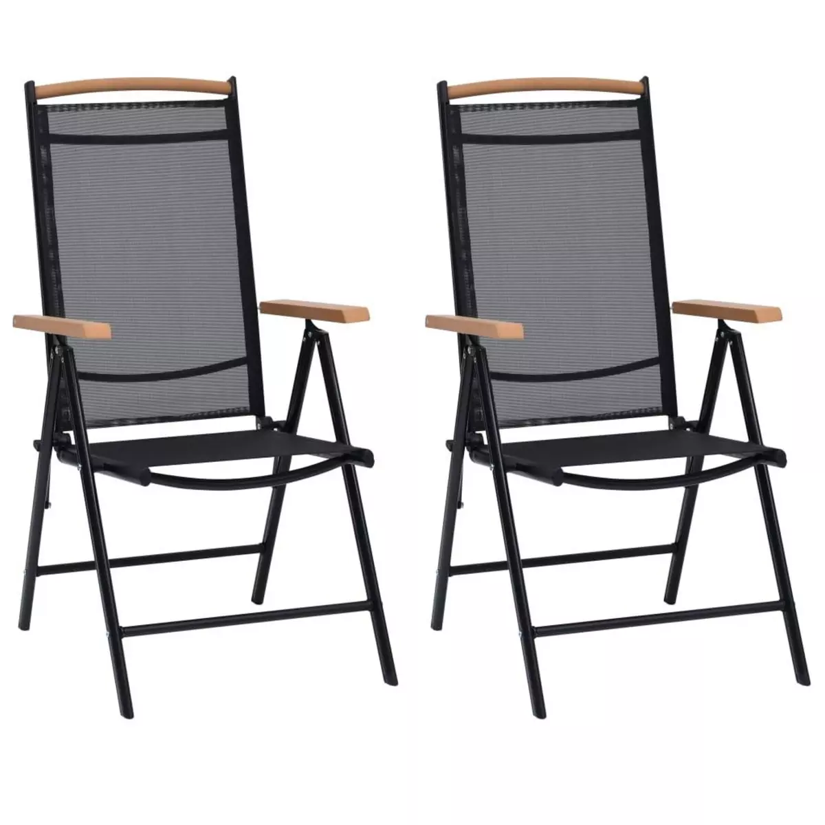 VIDAXL Chaises de jardin pliables 2 pcs aluminium et textilene noir