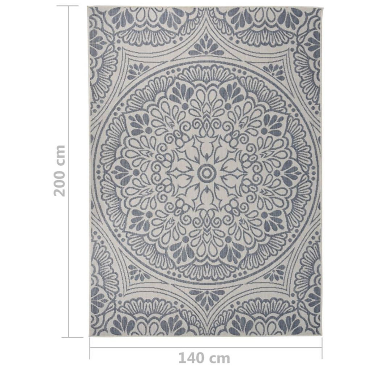 VIDAXL Tapis a tissage plat d'exterieur 140x200 cm Motif bleu