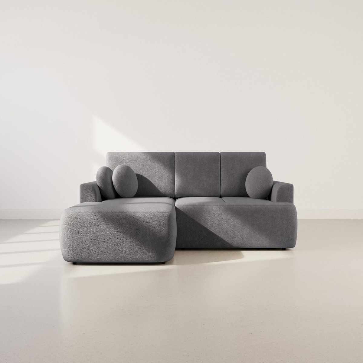 BEST MOBILIER Candela - canapé d'angle gauche 4 places - convertible avec coffre - en tissu bouclette