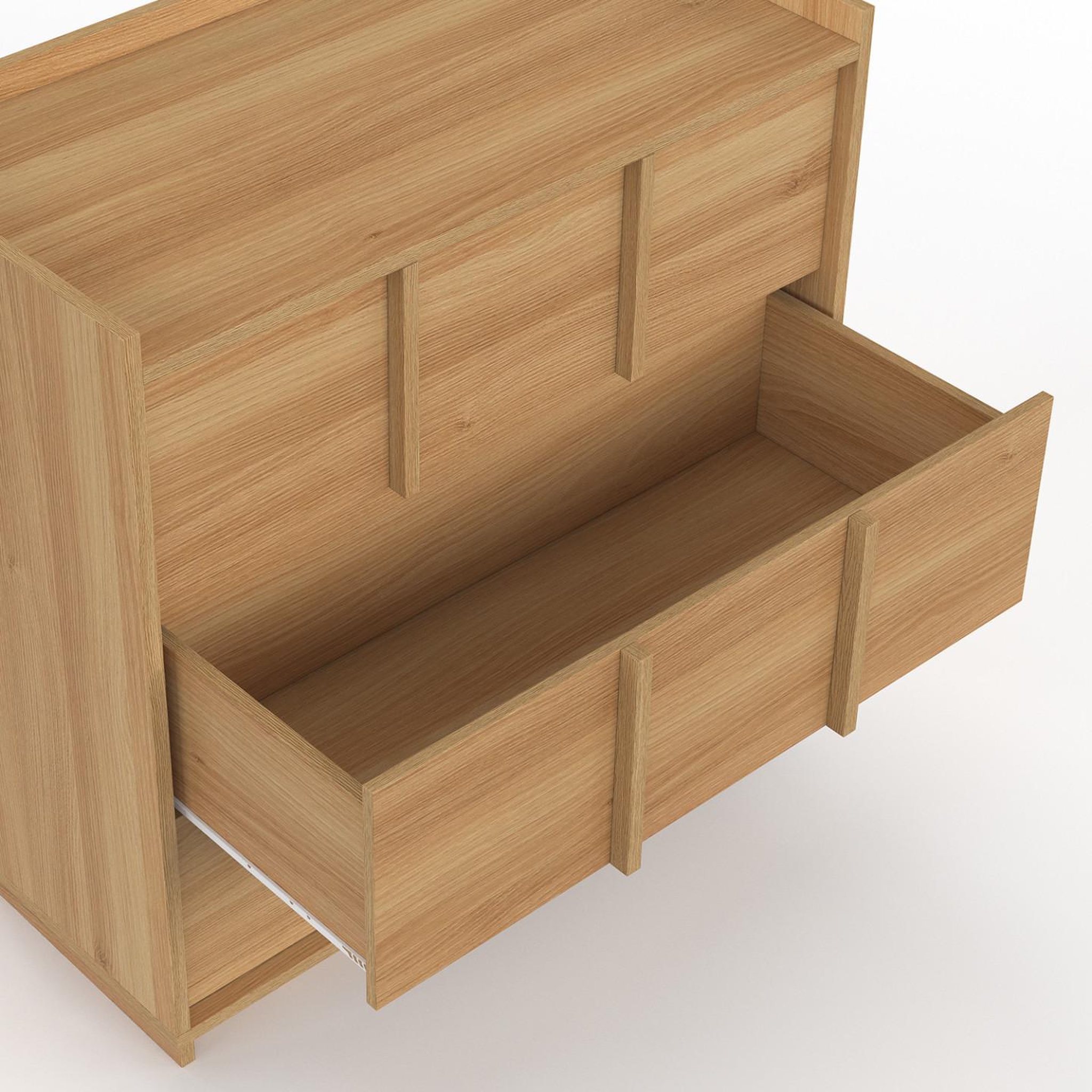 Voir la diapositive 6 : ID MARKET Commode rosie 3 tiroirs 80 cm façon hêtre design minimaliste