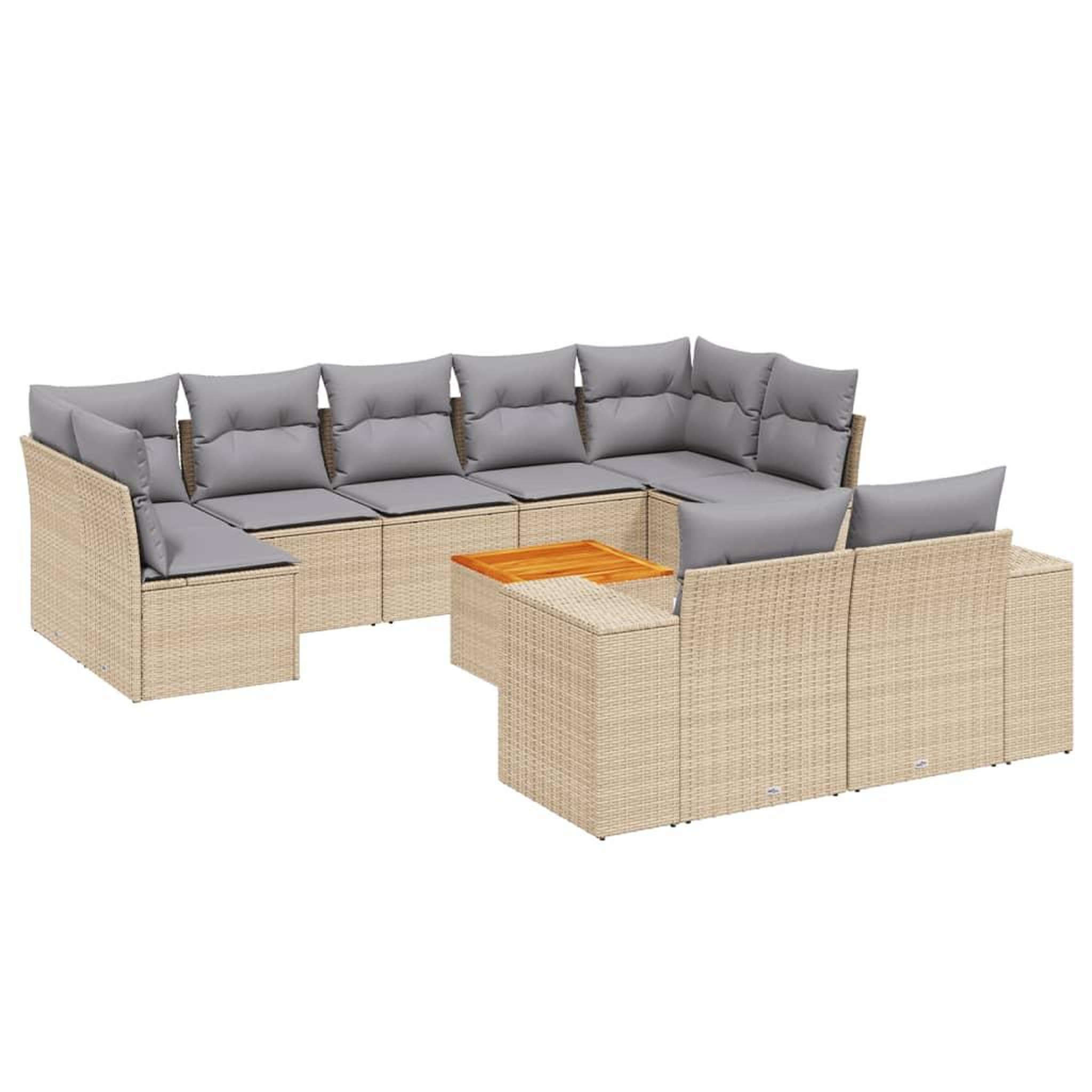 Voir la diapositive 2 : VIDAXL Salon de jardin avec coussins 10 pcs beige resine tressee