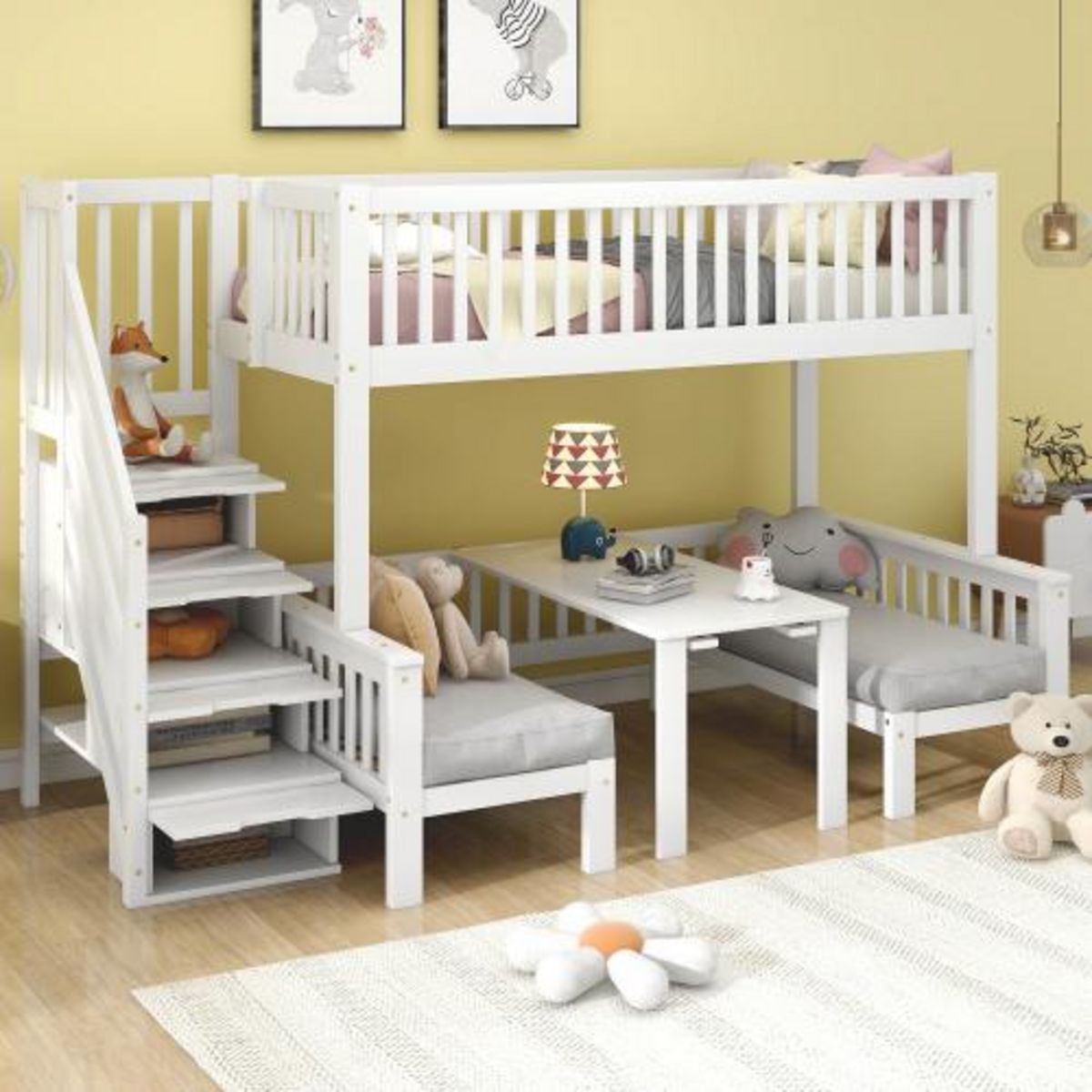 MERAX Lit superposé 90x200(120x200)cm  coloris blanc pin