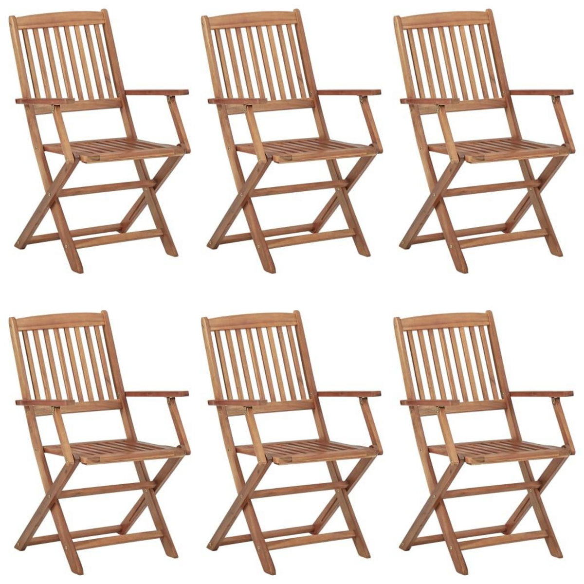 VIDAXL Chaises pliables de jardin lot de 6 avec coussins Bois d'acacia