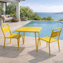 Voir la diapositive 2 : CONCEPT USINE Ensemble table de jardin carrée 50cm et 2 chaises jaune BERGAME