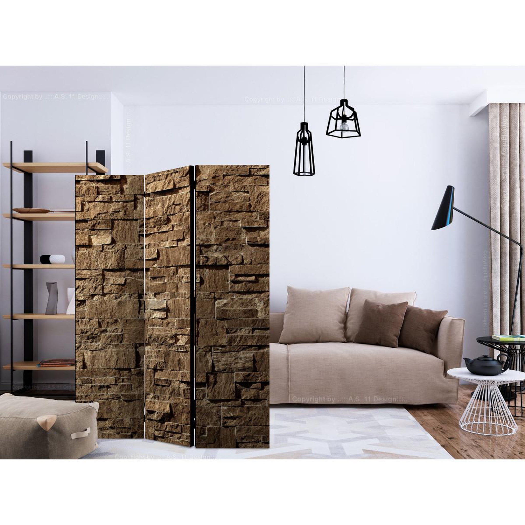 Voir la diapositive 2 : Paris Prix Paravent 3 volets  stony melody  135x172cm