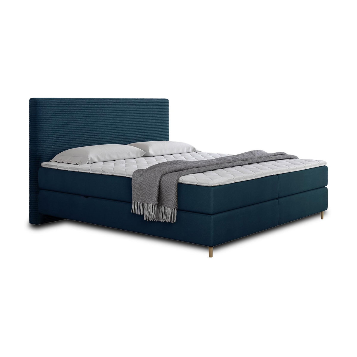 BEST MOBILIER Rafaela - lit boxspring - 140x200 - coffres et surmatelas inclus - en velours