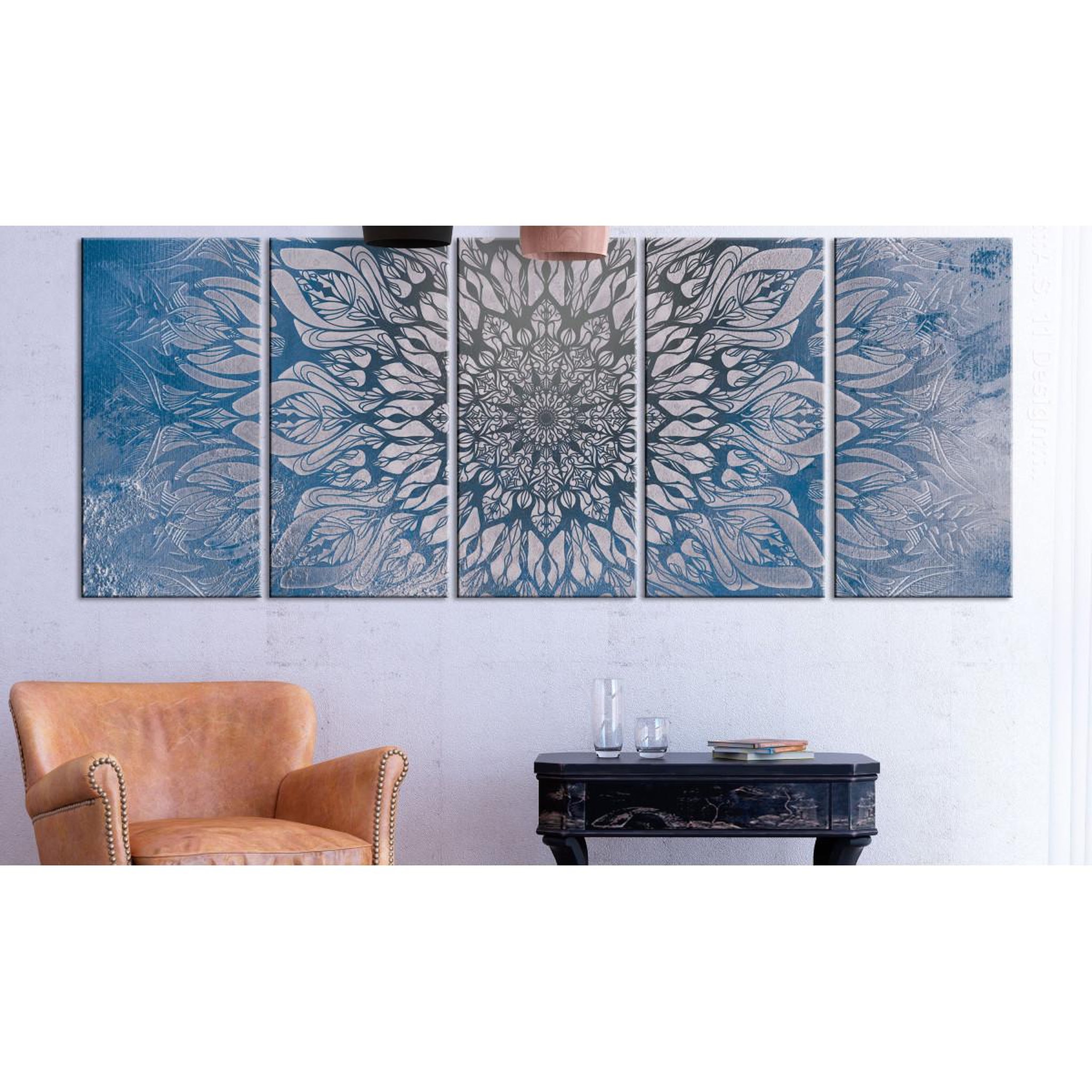 Voir la diapositive 2 : Paris Prix Tableau Imprimé 5 Panneaux  Hypnosis Blue Narrow