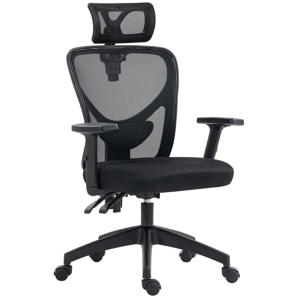 VINSETTO Fauteuil de bureau manager grand confort réglable dossier ergonomique inclinable pivotant tissu maille noir