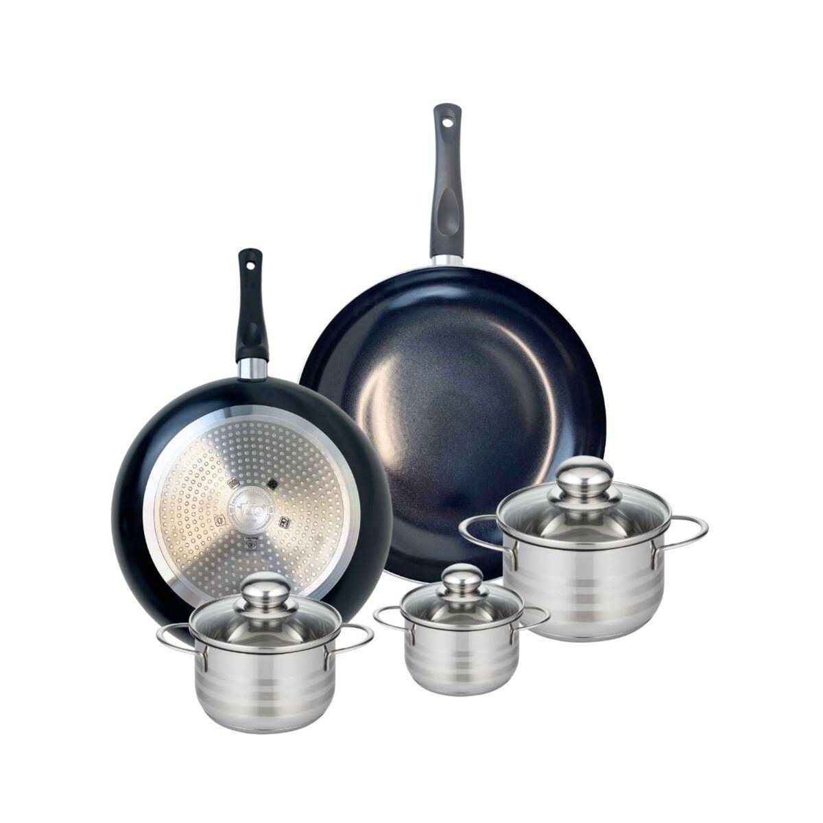 ELO Ensemble de 2 Poêles de cuisson 28 et 32 cm et 3 faitouts 12, 14 et 16 cm Elo Prima Brillant