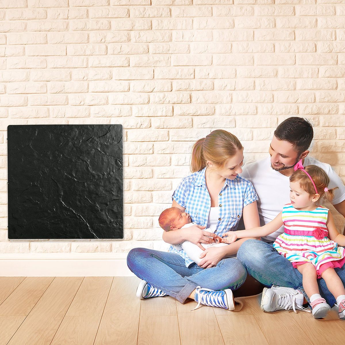 MAZDA Radiateur électrique 1000W pierre naturelle Dual Kherr - Ardoise noire