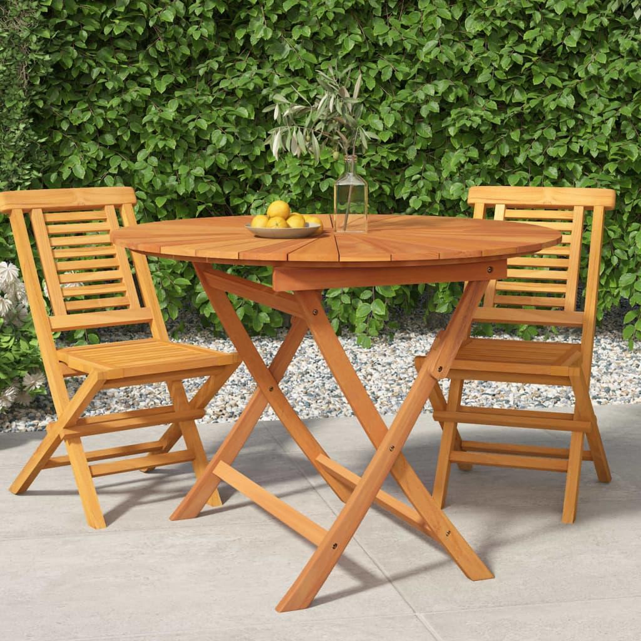 Voir la diapositive 1 : VIDAXL Table pliable de jardin Ø 85x75 cm bois massif de teck