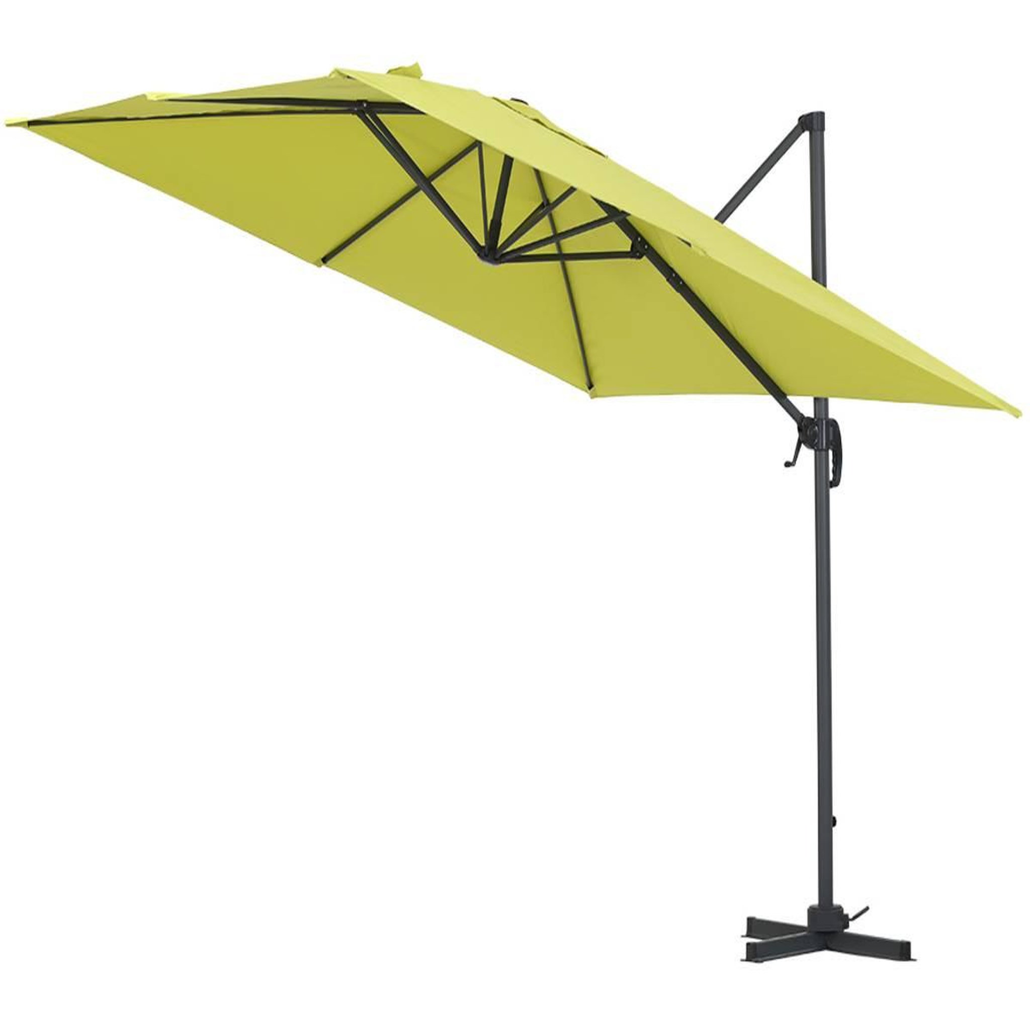 Voir la diapositive 2 : Habitat et Jardin Parasol jardin déporté alu  sun 3  - carré - 3 x 3 m - vert + housse de protection