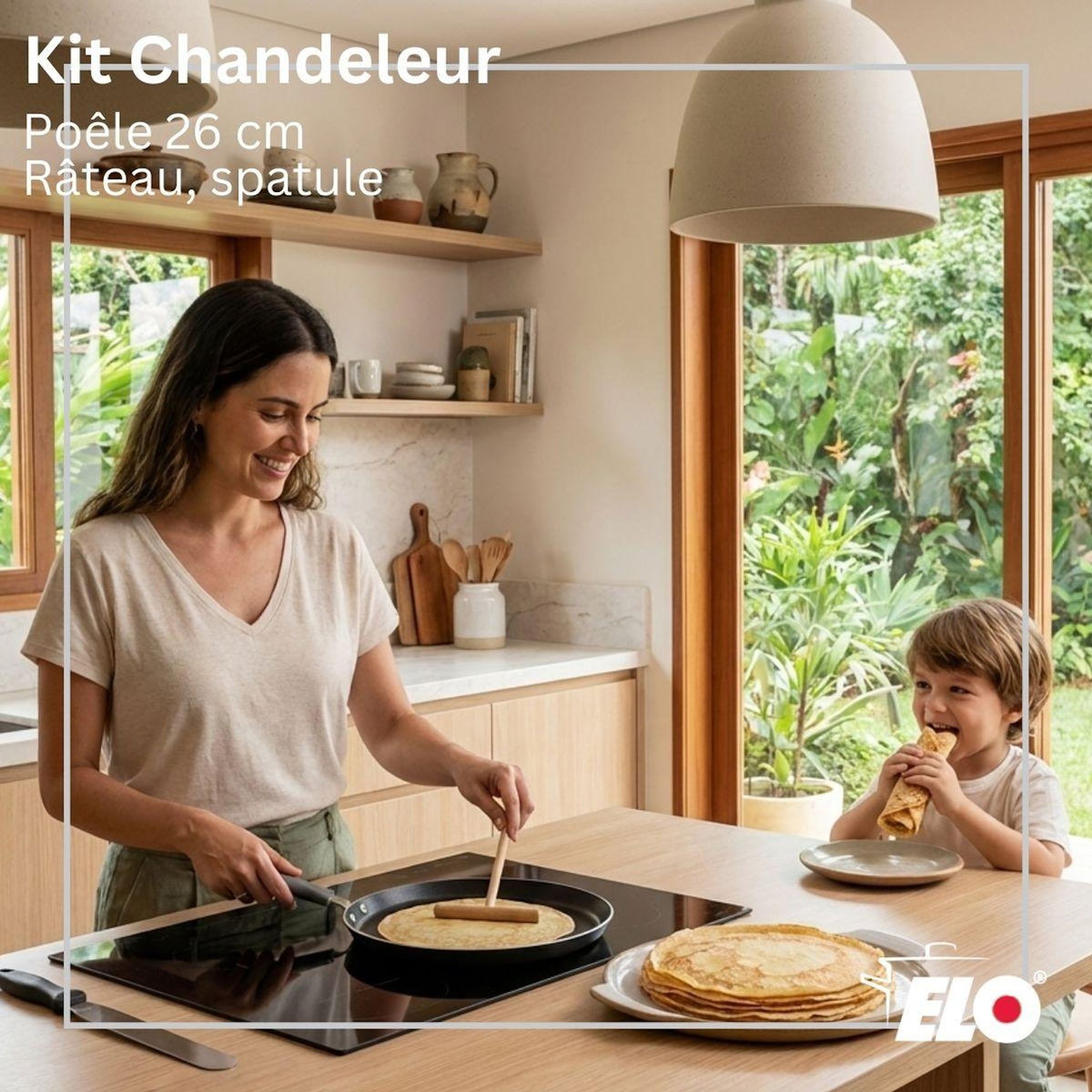 ELO Set chandeleur crêpière 26 cm et 2 ustensiles Elo Ducato