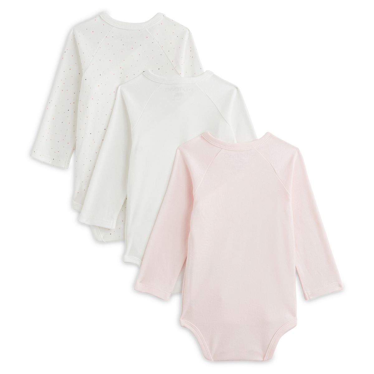 INEXTENSO Lot de 3 bodies manches longues de naissance bébé fille