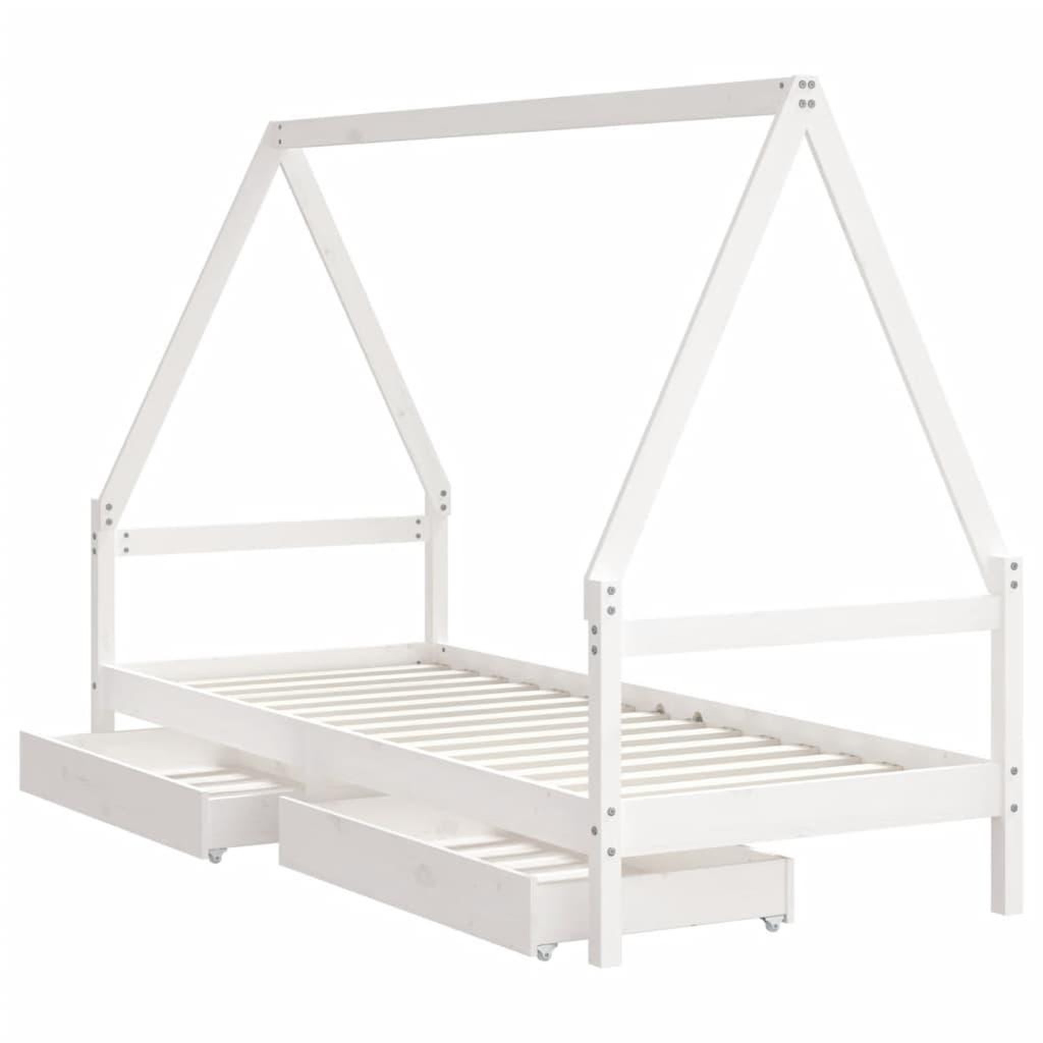 Voir la diapositive 4 : VIDAXL Cadre de lit enfant tiroirs blanc 90x200 cm bois de pin massif